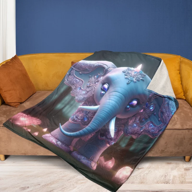 Elephant in the Dark Forest Fleece Blanket 1