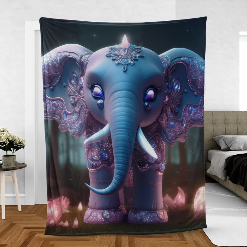 Elephant in the Dark Forest Fleece Blanket