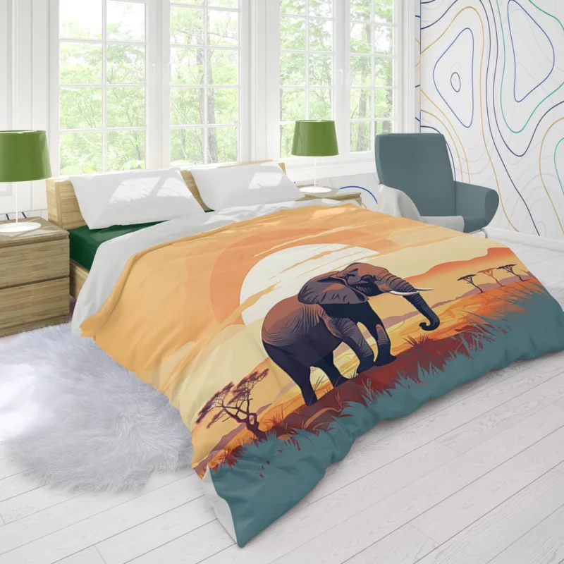 Elephant in the Savanna Duvet Cover