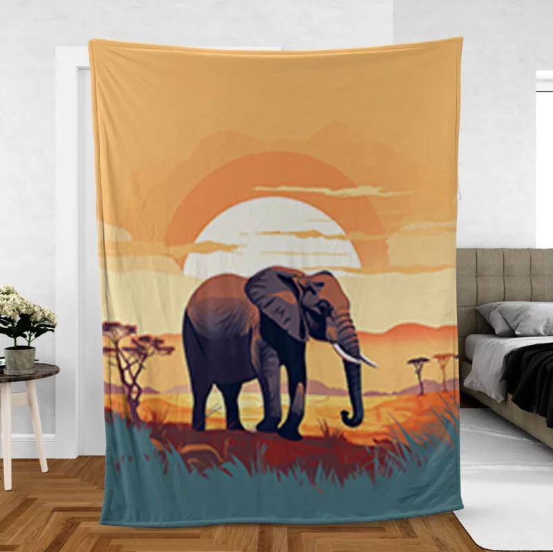 Elephant in the Savanna Fleece Blanket