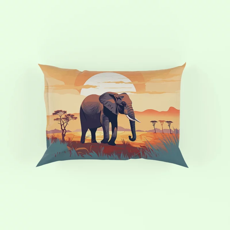 Elephant in the Savanna Pillow Case