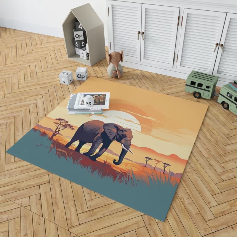 Elephant in the Savanna Rug 1