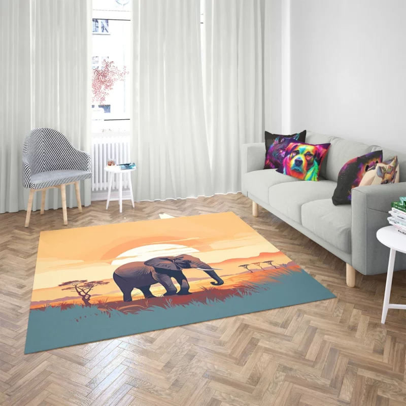 Elephant in the Savanna Rug 2