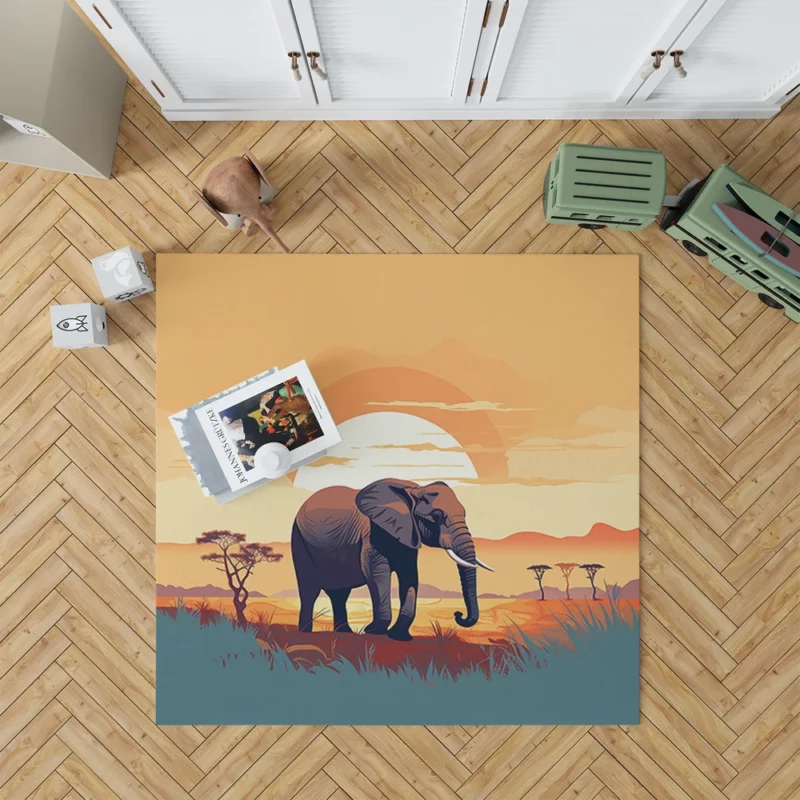 Elephant in the Savanna Rug