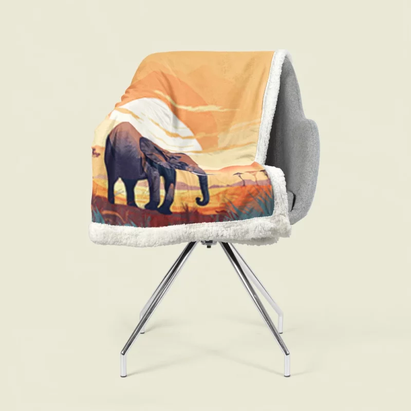 Elephant in the Savanna Sherpa Fleece Blanket 1