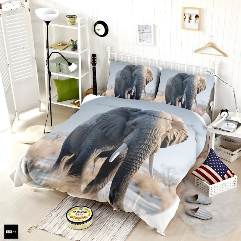 Elephant with Snowy Tusks Bedding Set