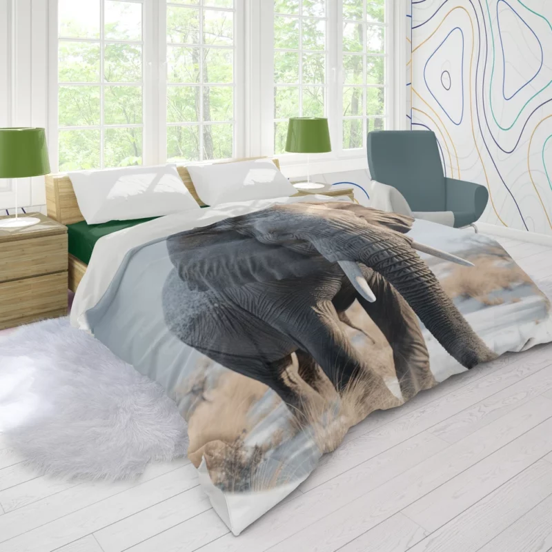 Elephant with Snowy Tusks Duvet Cover