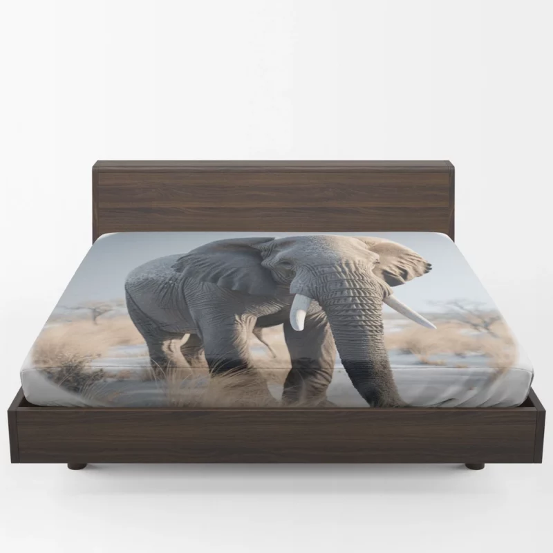 Elephant with Snowy Tusks Fitted Sheet 1