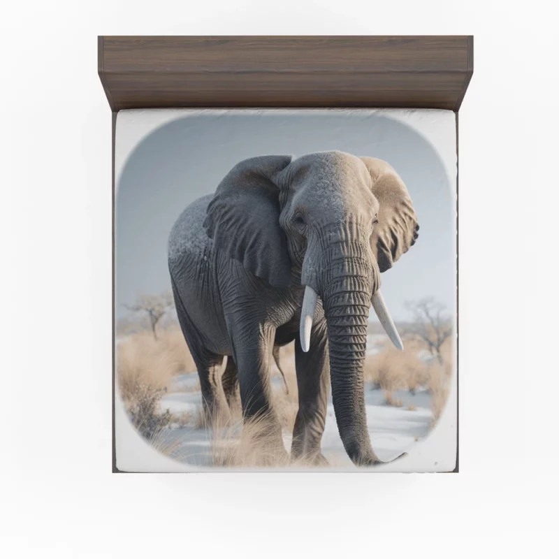 Elephant with Snowy Tusks Fitted Sheet