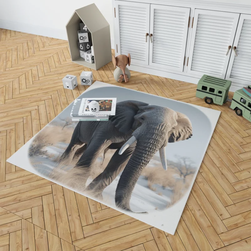 Elephant with Snowy Tusks Rug 1