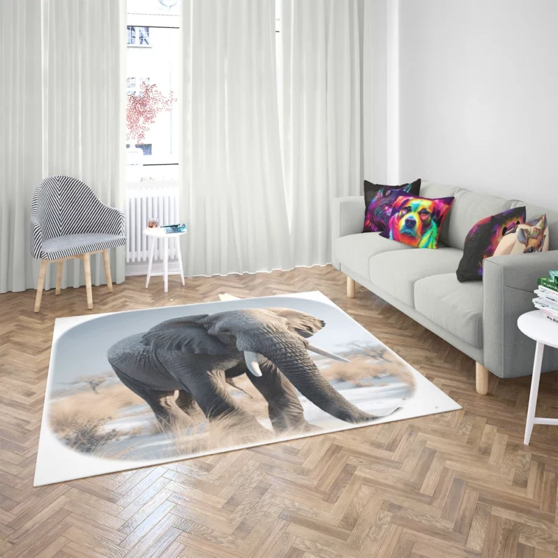 Elephant with Snowy Tusks Rug 2