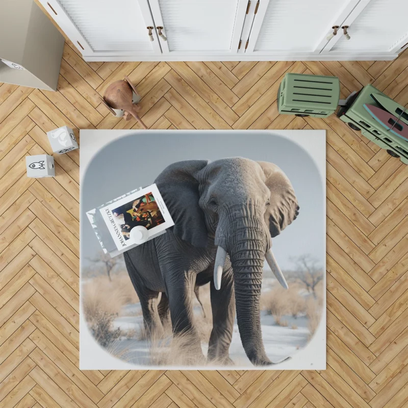 Elephant with Snowy Tusks Rug