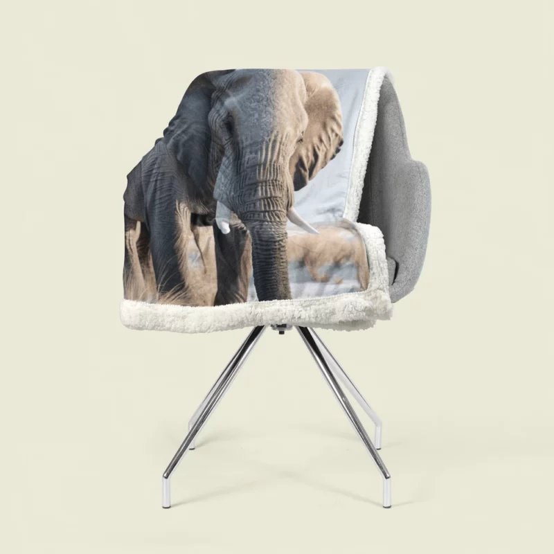 Elephant with Snowy Tusks Sherpa Fleece Blanket 1