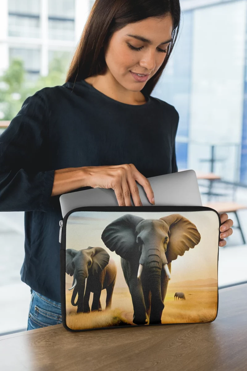 Elephants Walking in Desert Laptop Sleeve 1
