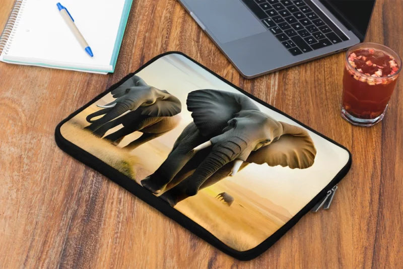 Elephants Walking in Desert Laptop Sleeve 2