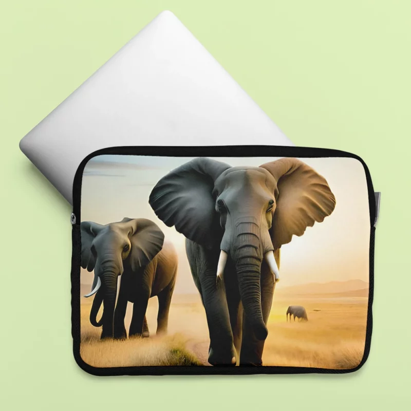 Elephants Walking in Desert Laptop Sleeve