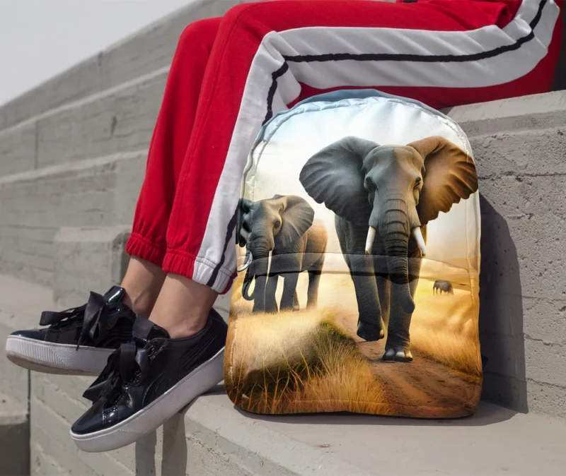 Elephants Walking in Desert Minimalist Backpack 1