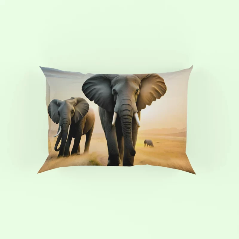 Elephants Walking in Desert Pillow Case