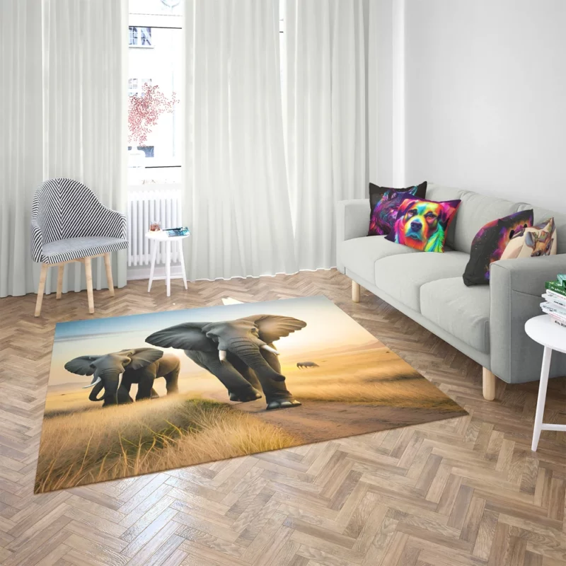 Elephants Walking in Desert Rug 2