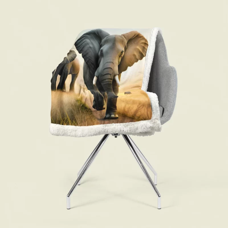 Elephants Walking in Desert Sherpa Fleece Blanket 1