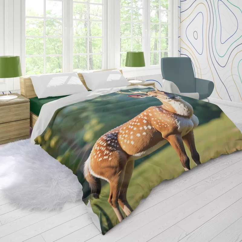 Endangered Grace A Sika Deer in the Forest Duvet Cover