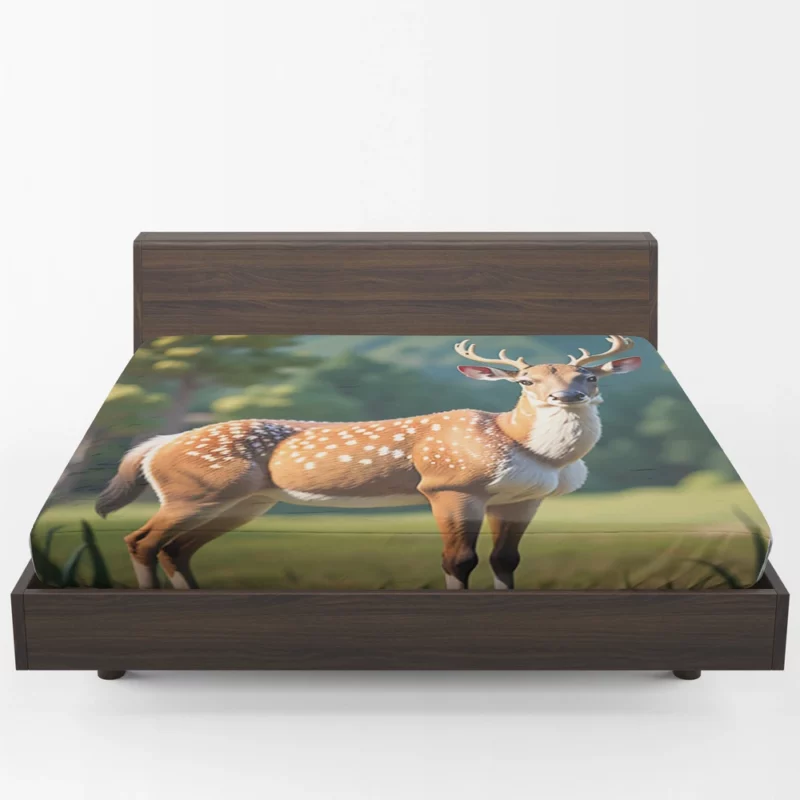 Endangered Grace A Sika Deer in the Forest Fitted Sheet 1