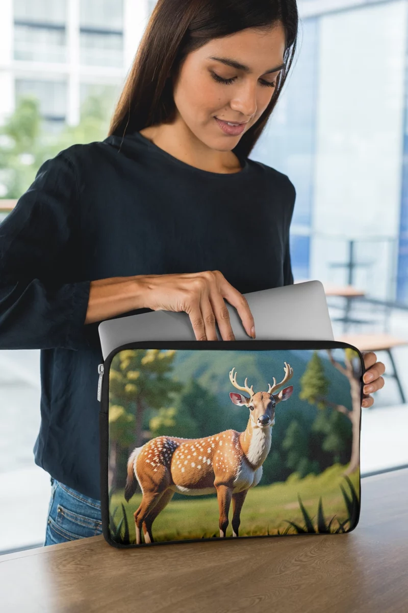 Endangered Grace A Sika Deer in the Forest Laptop Sleeve 1