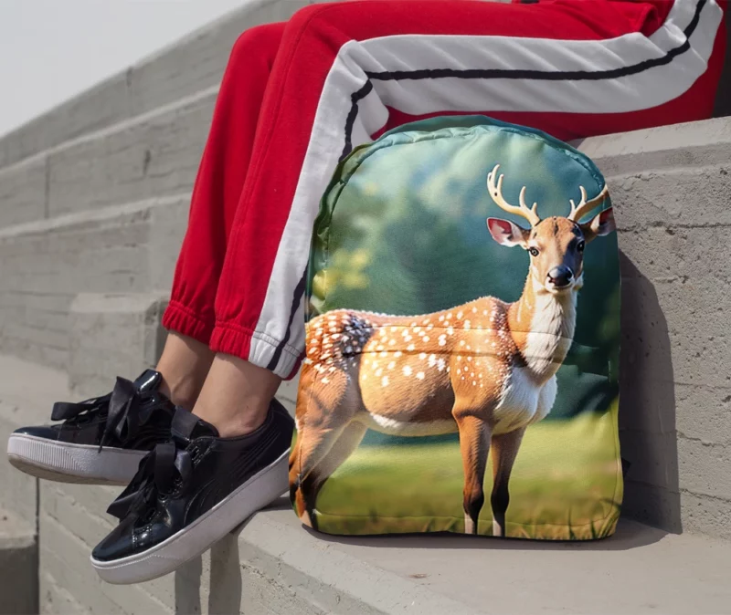 Endangered Grace A Sika Deer in the Forest Minimalist Backpack 1