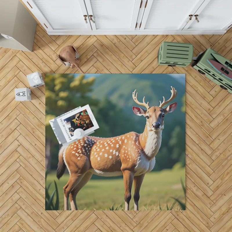 Endangered Grace A Sika Deer in the Forest Rug