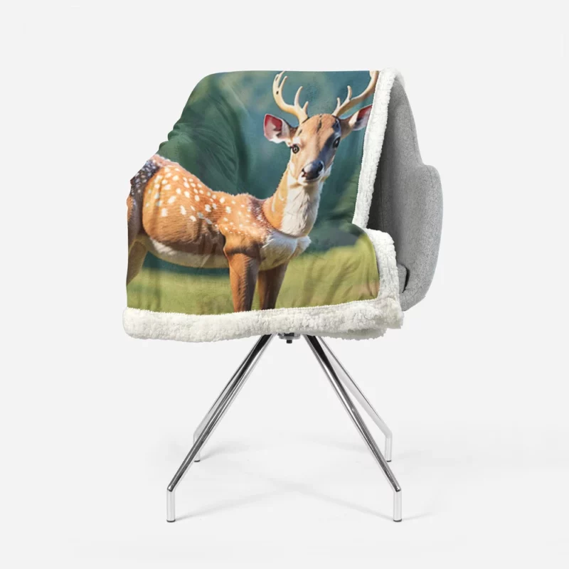 Endangered Grace A Sika Deer in the Forest Sherpa Fleece Blanket 1