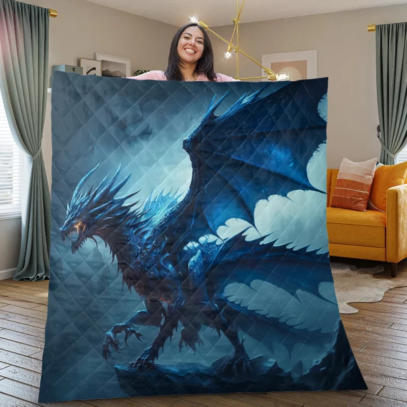 Epic Blue Dragon Artwork Quilt Blanket