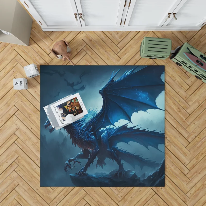 Epic Blue Dragon Artwork Rug