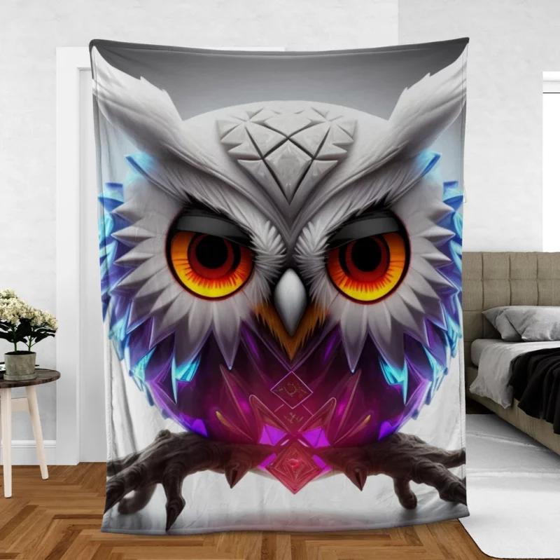 Ethnic Owl Design Fleece Blanket