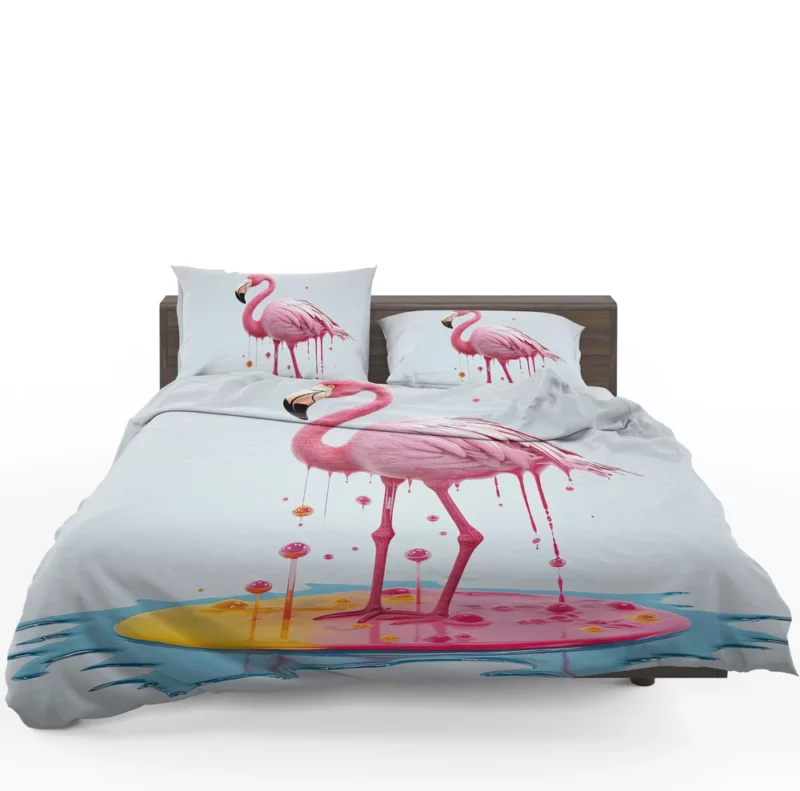 Exotic Pink Bird Artwork Bedding Set 1