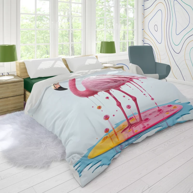 Exotic Pink Bird Artwork Duvet Cover