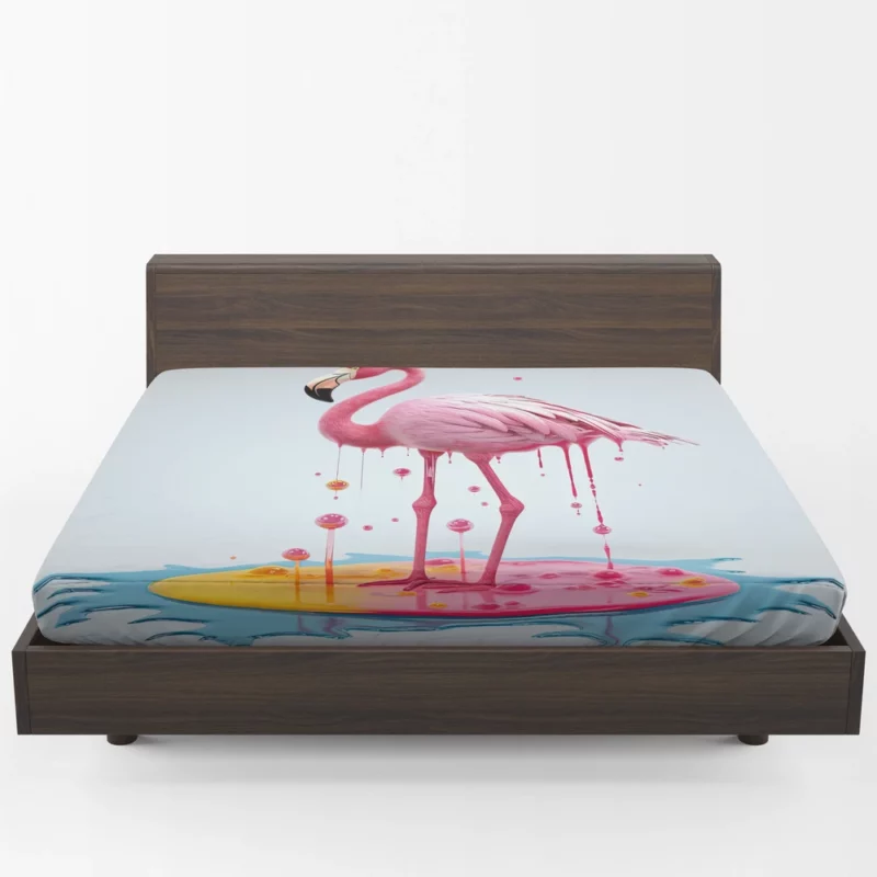 Exotic Pink Bird Artwork Fitted Sheet 1