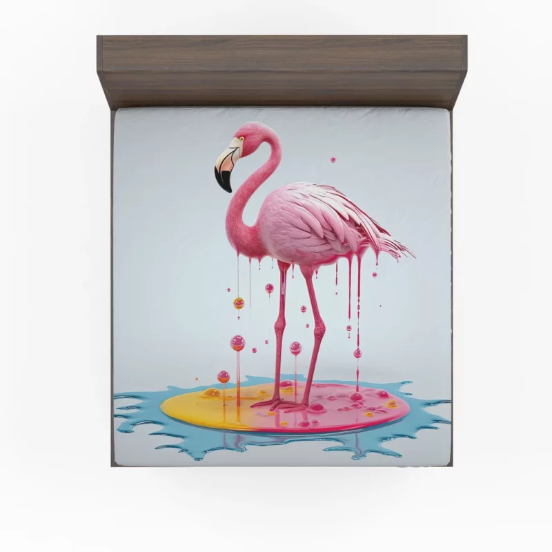 Exotic Pink Bird Artwork Fitted Sheet