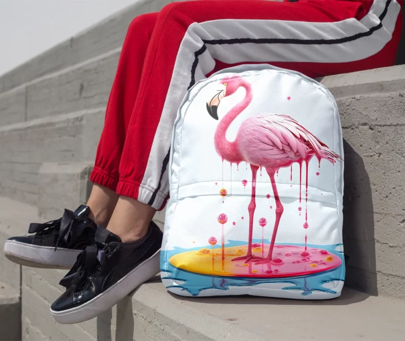 Exotic Pink Bird Artwork Minimalist Backpack 1