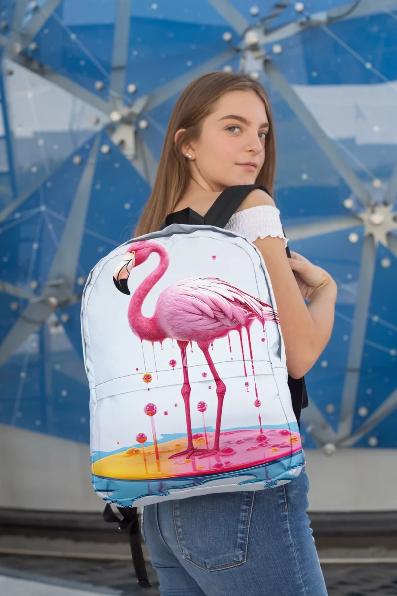 Exotic Pink Bird Artwork Minimalist Backpack 2