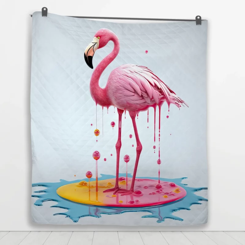 Exotic Pink Bird Artwork Quilt Blanket 1