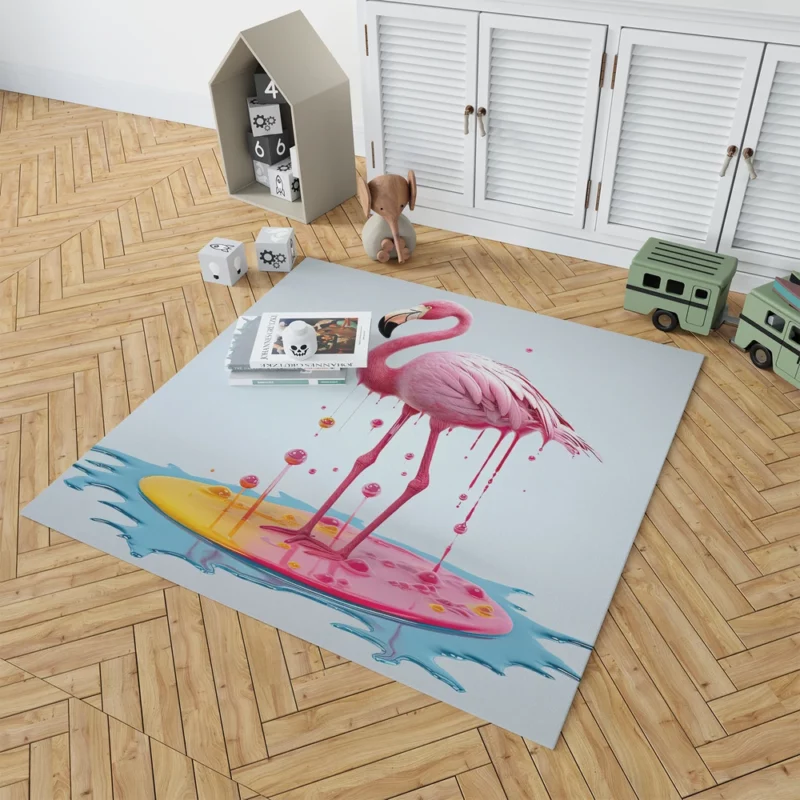 Exotic Pink Bird Artwork Rug 1