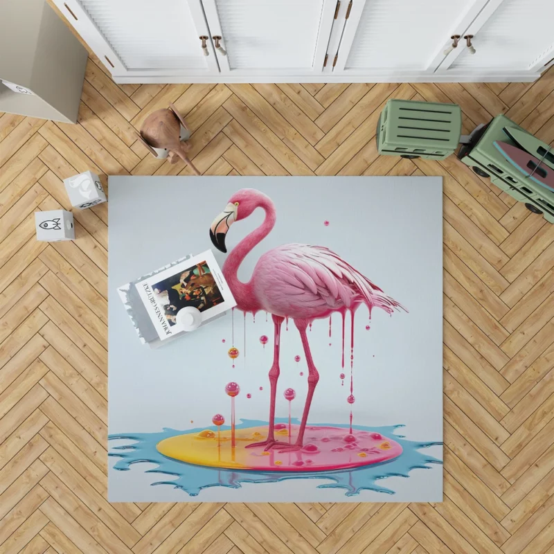 Exotic Pink Bird Artwork Rug