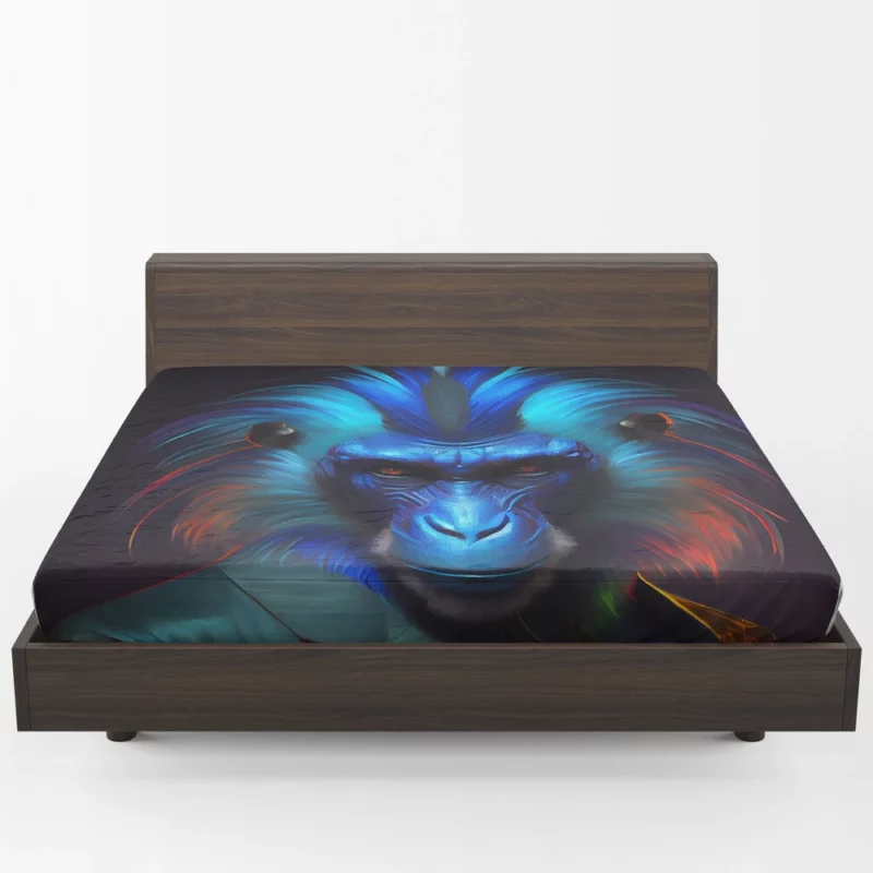 Fancy Blue Monkey Portrait Fitted Sheet 1