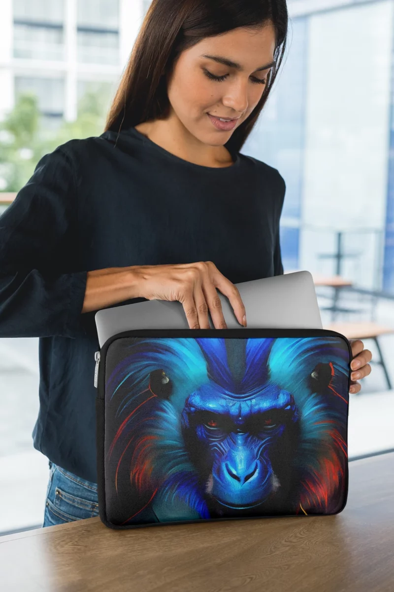 Fancy Blue Monkey Portrait Laptop Sleeve 1