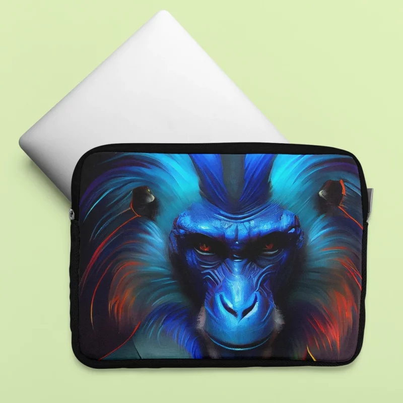 Fancy Blue Monkey Portrait Laptop Sleeve