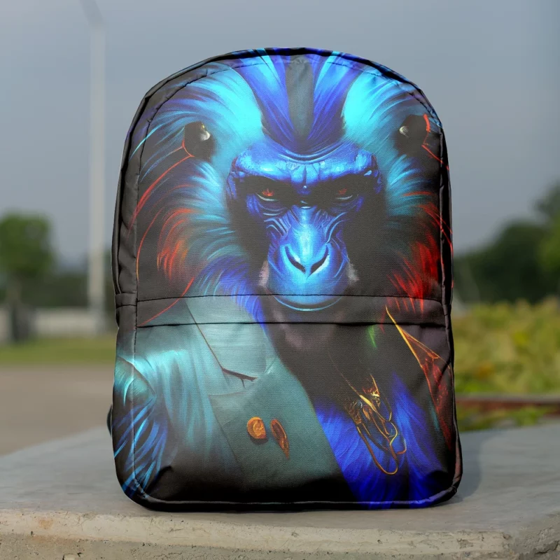 Fancy Blue Monkey Portrait Minimalist Backpack