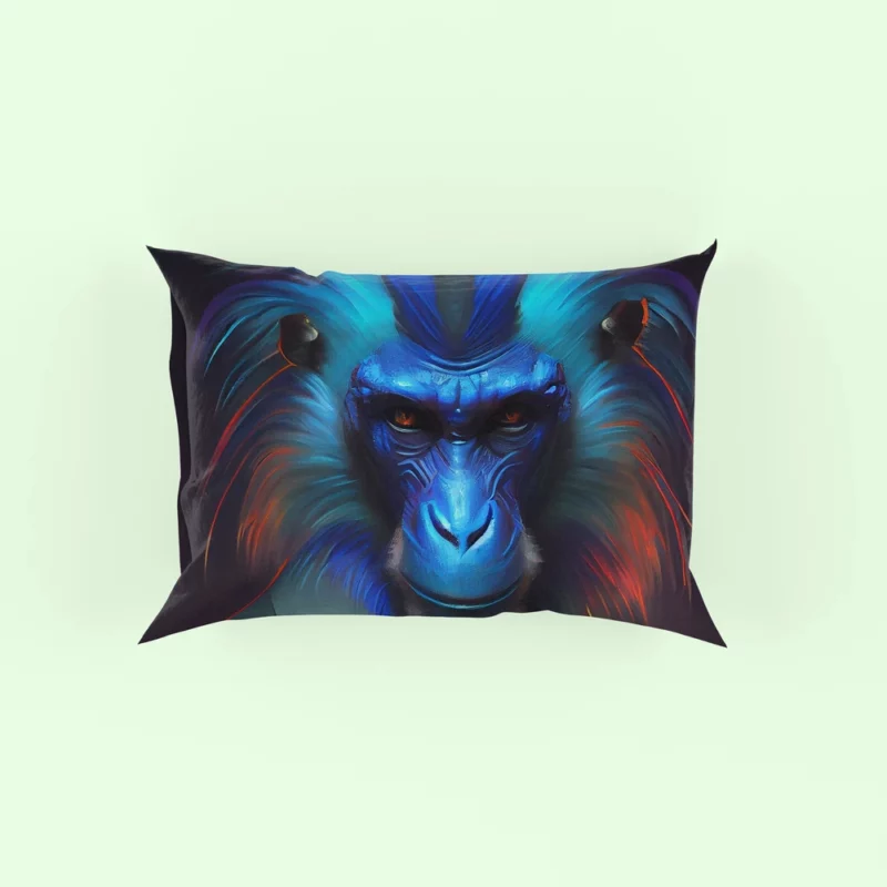 Fancy Blue Monkey Portrait Pillow Case