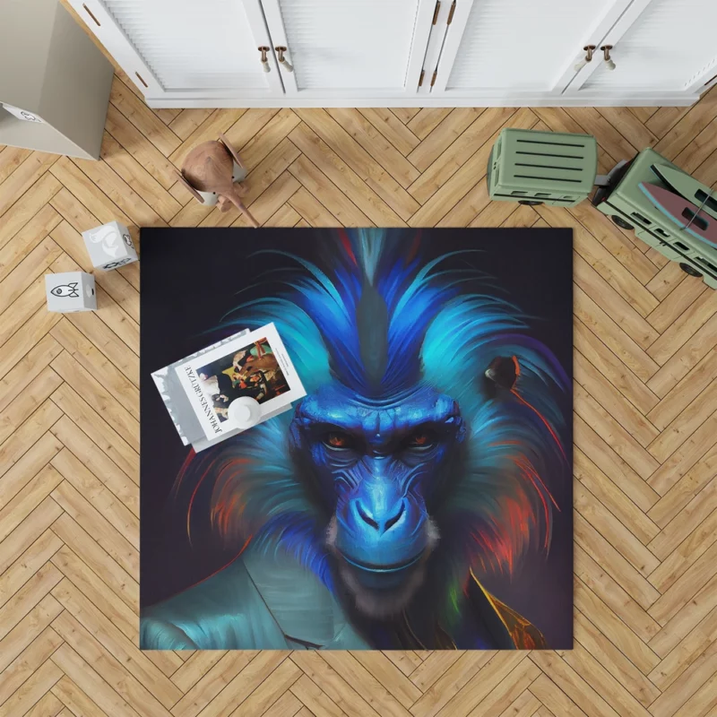 Fancy Blue Monkey Portrait Rug