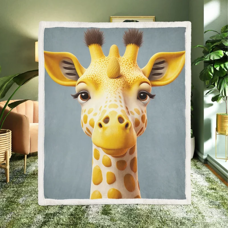 Fantastical Horned Giraffe Sherpa Fleece Blanket