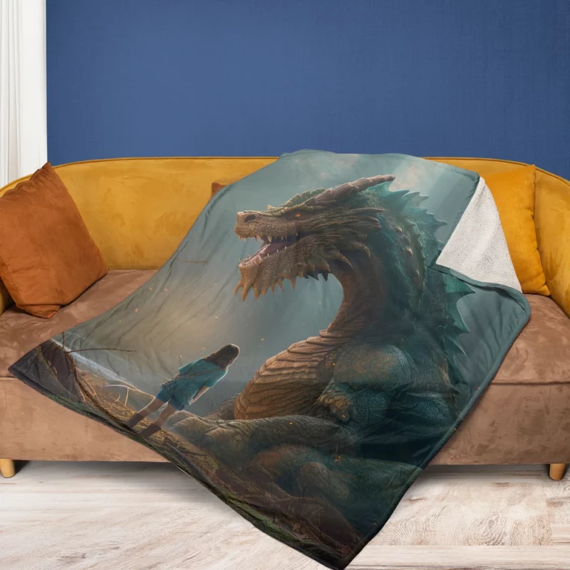 Fantasy Dragon Artwork Fleece Blanket 1